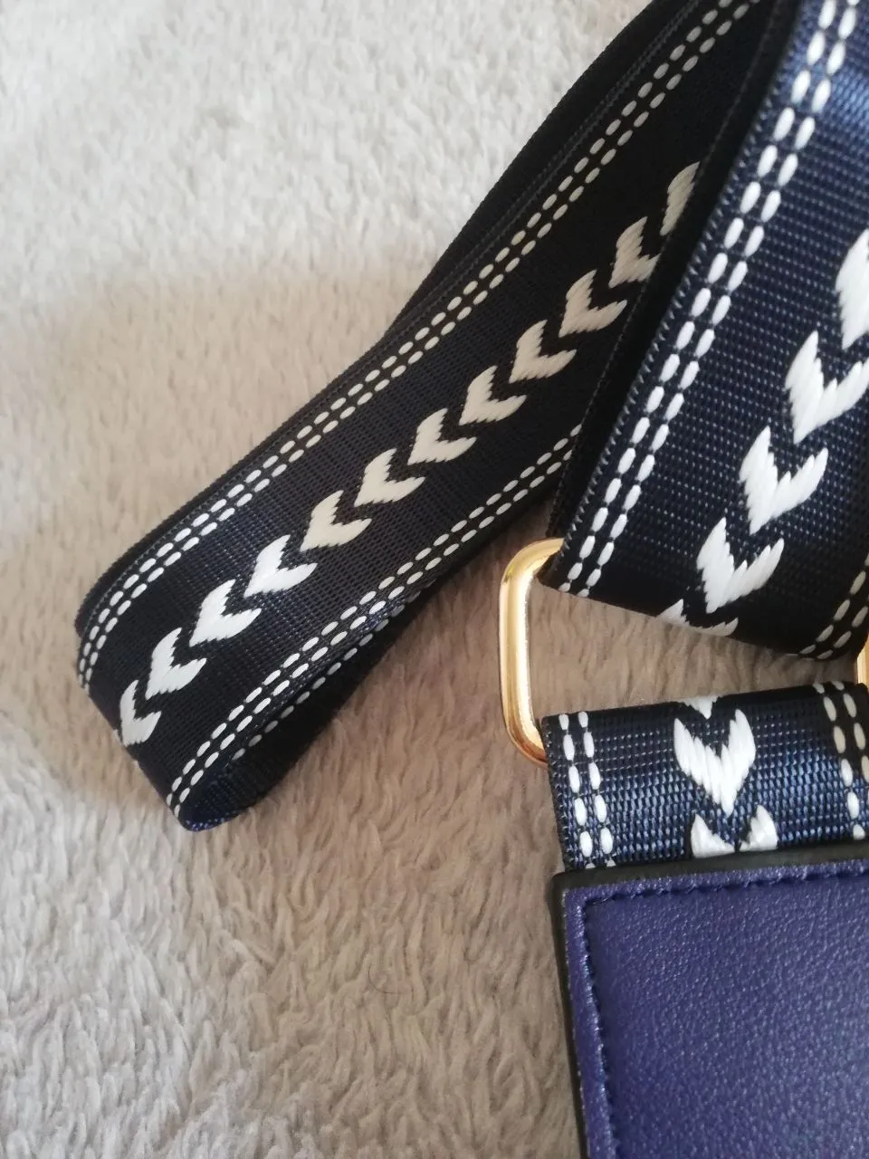 Sangle de sac motif géométrique bleu blanc 5