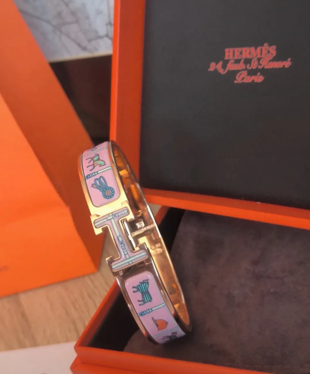 Bracelet Hermès Clic H - Or rose GM 