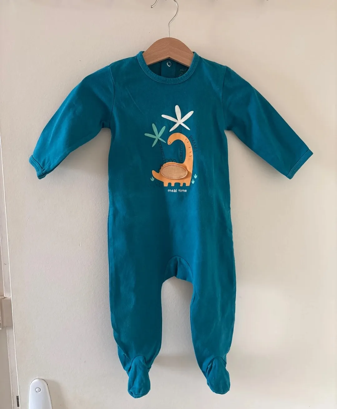 Pyjama bébé bleu pétrole motif dinosaure 3