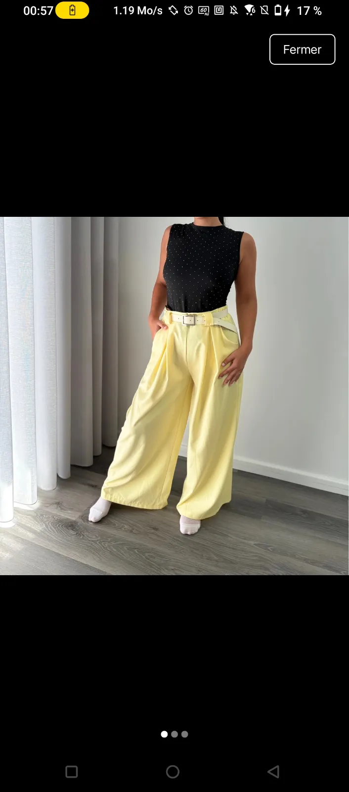 Yellow Wide Leg Trousers with Belt 5