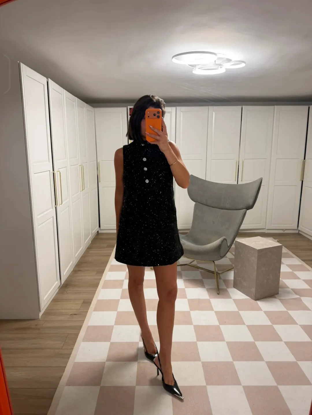 Black sleeveless button-up dress chanel
