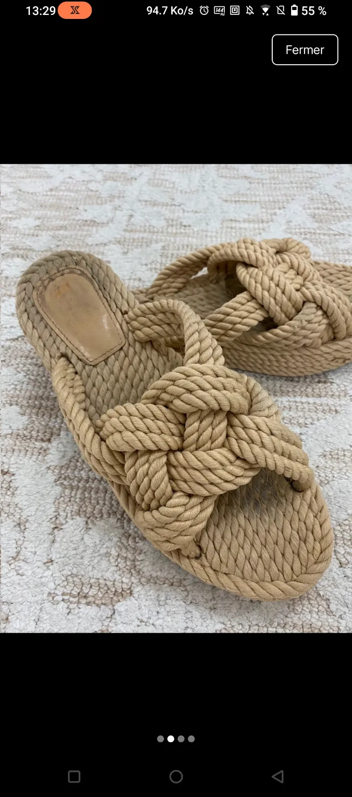 Sandales corde tressée beige 2