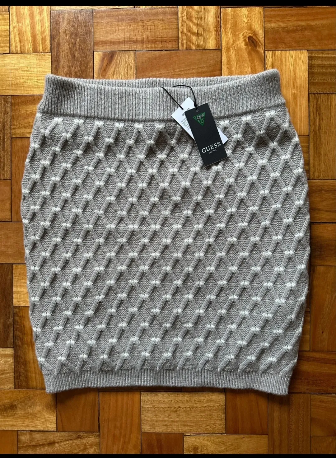 Jupe tricot grise motifs géométriques C&A 3