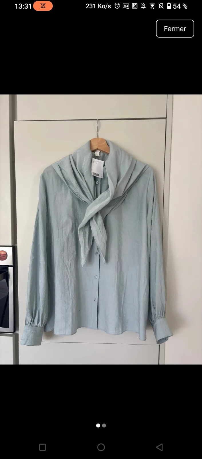 Blouse grise cravate intégrée 4