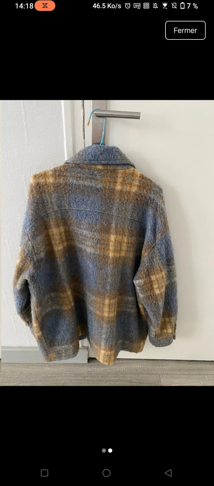Zara Veste à carreaux laine grise ocre 3