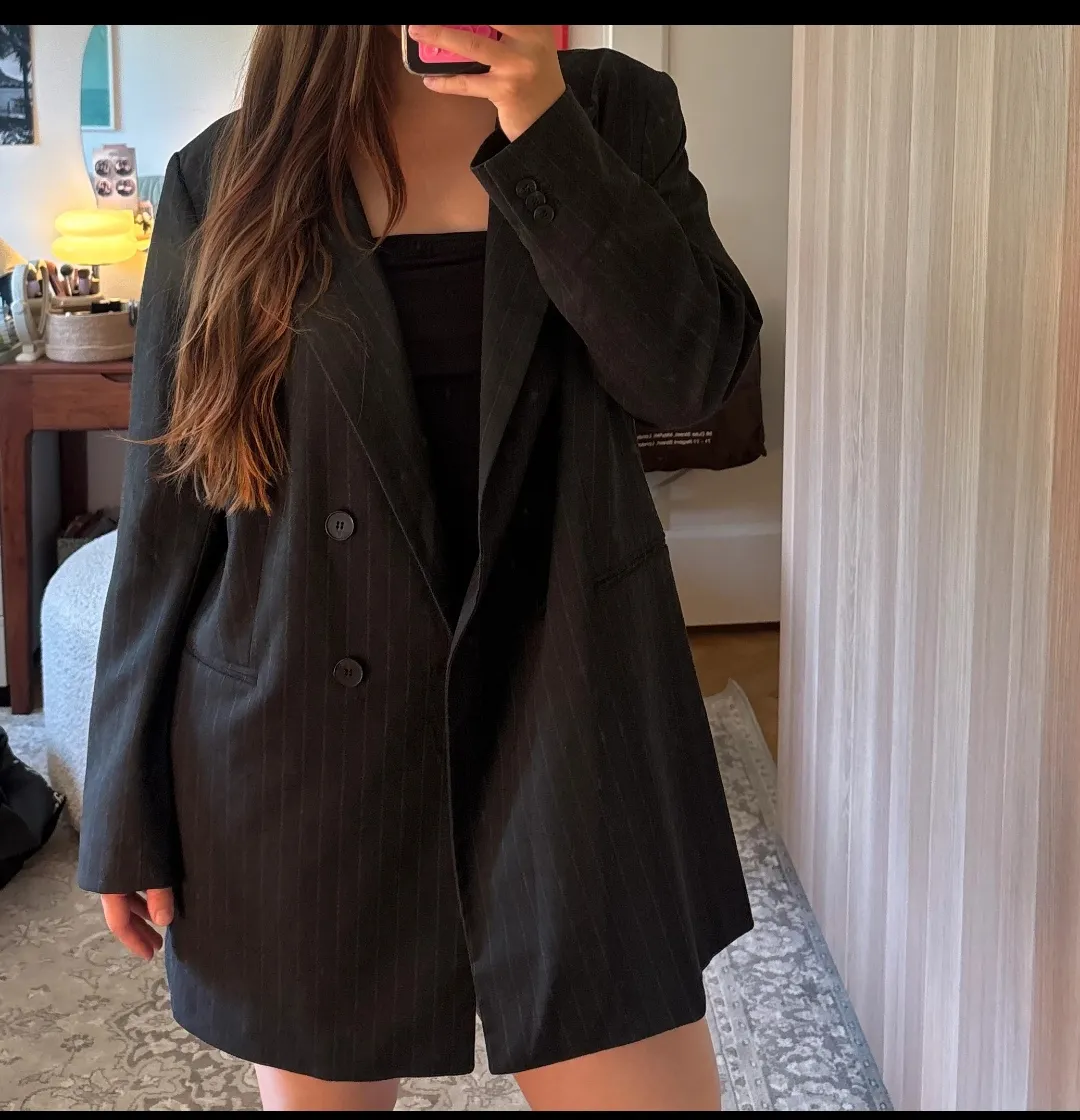 Blazer noir rayé oversized