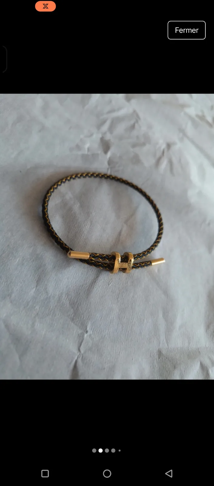 Bracelet tressé cuir doré 2