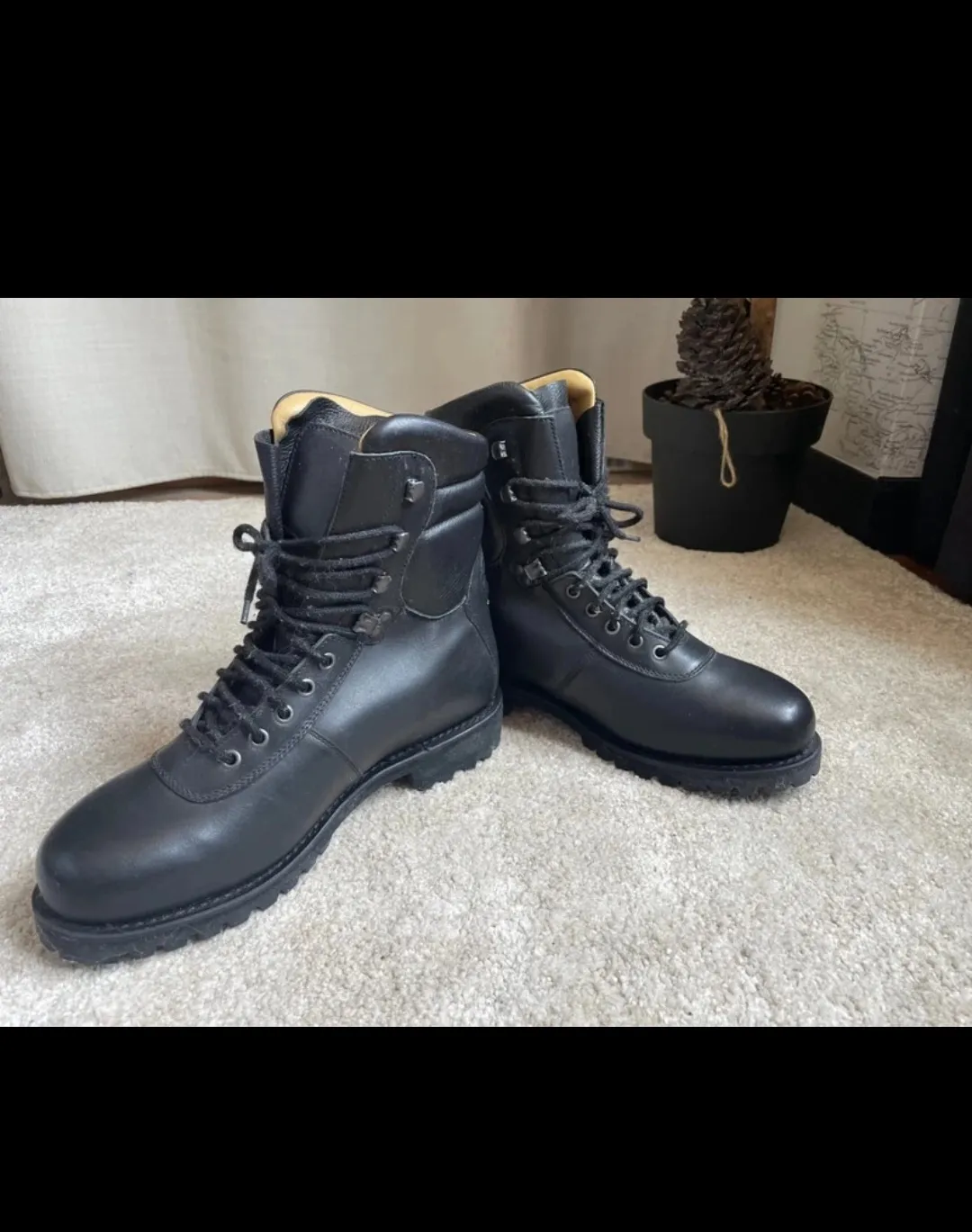 Black Leather Lace-Up Combat Boots