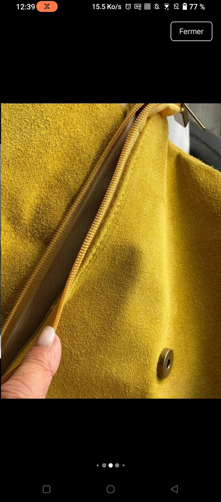 Sac bandoulière cuir jaune moutarde 5
