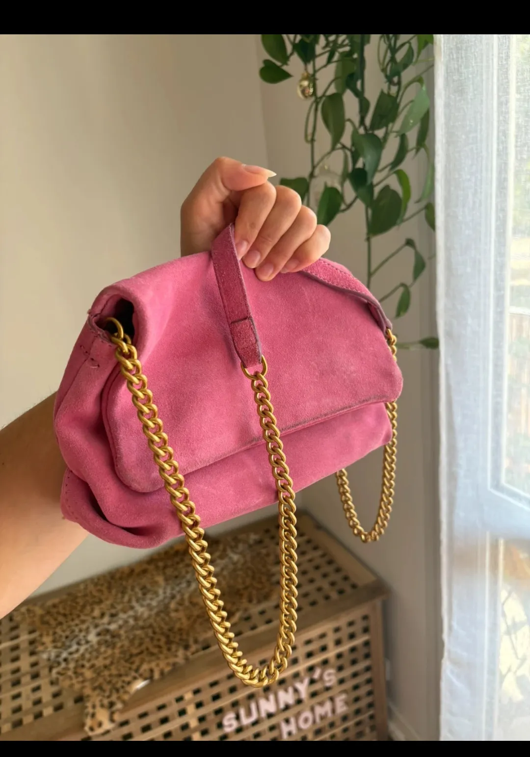 Sac à main rose chaîne dorée