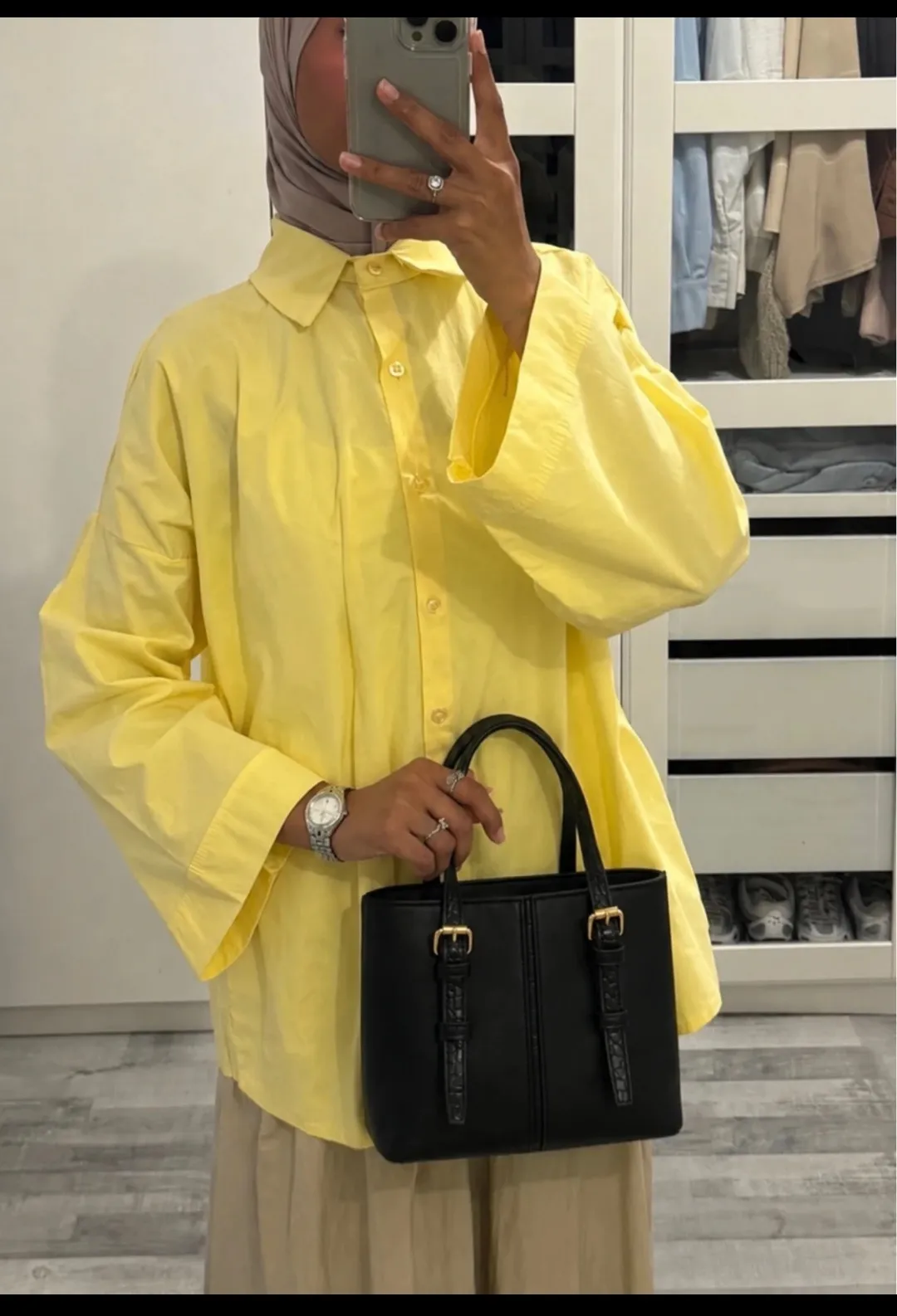 Chemise jaune oversize coton 3