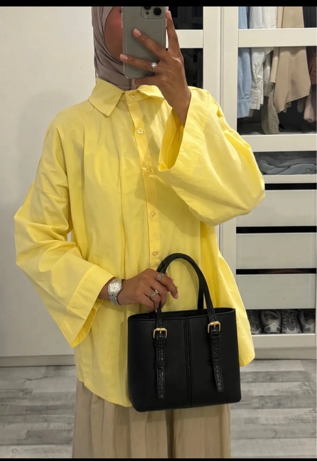 Chemise jaune oversize coton