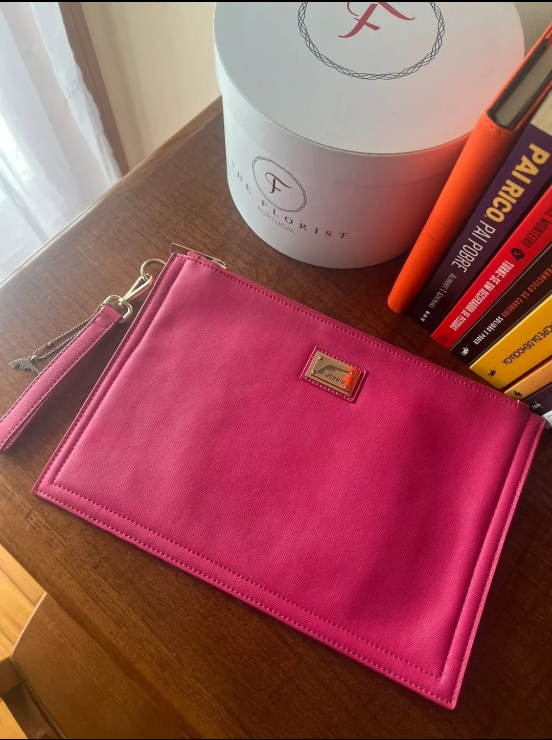 Pink Leather Clutch Wallet