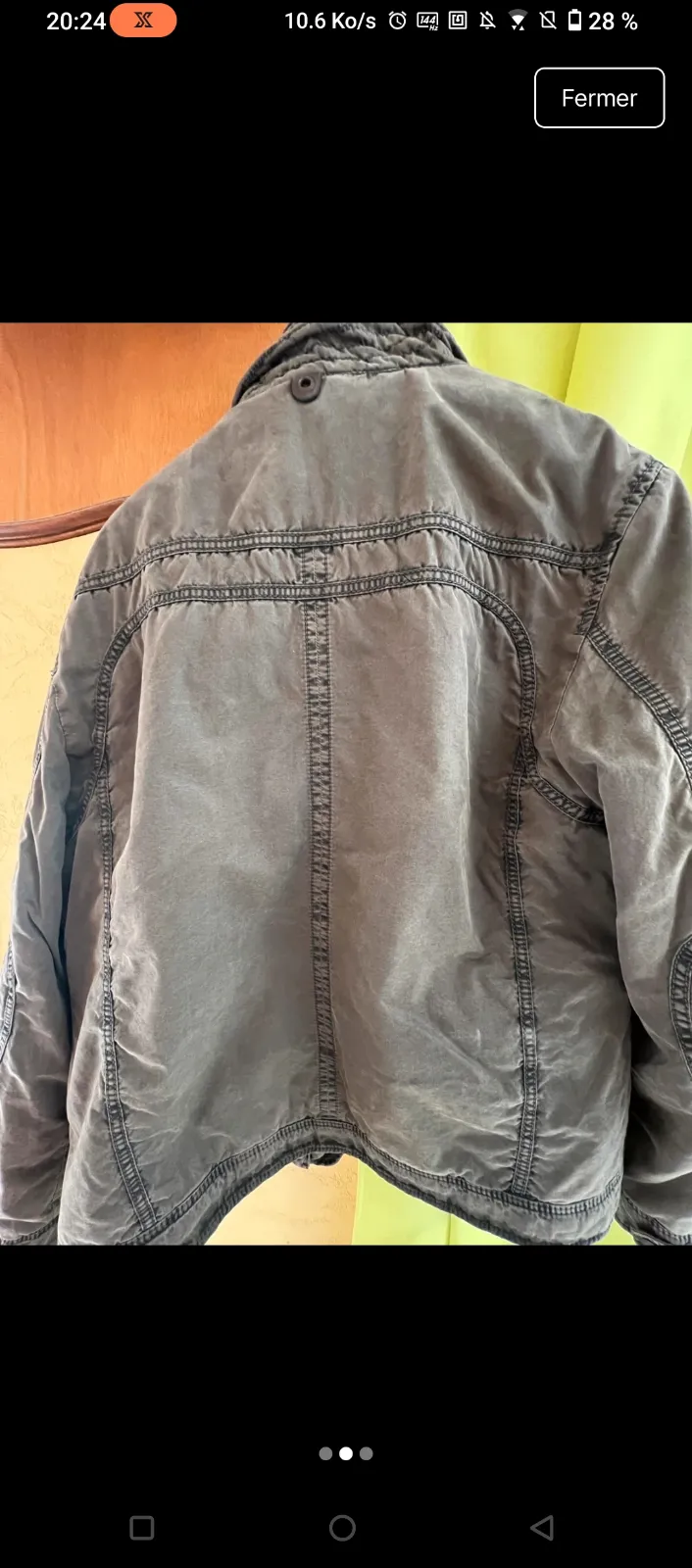 Veste Jean Grise Capuche Poches 3