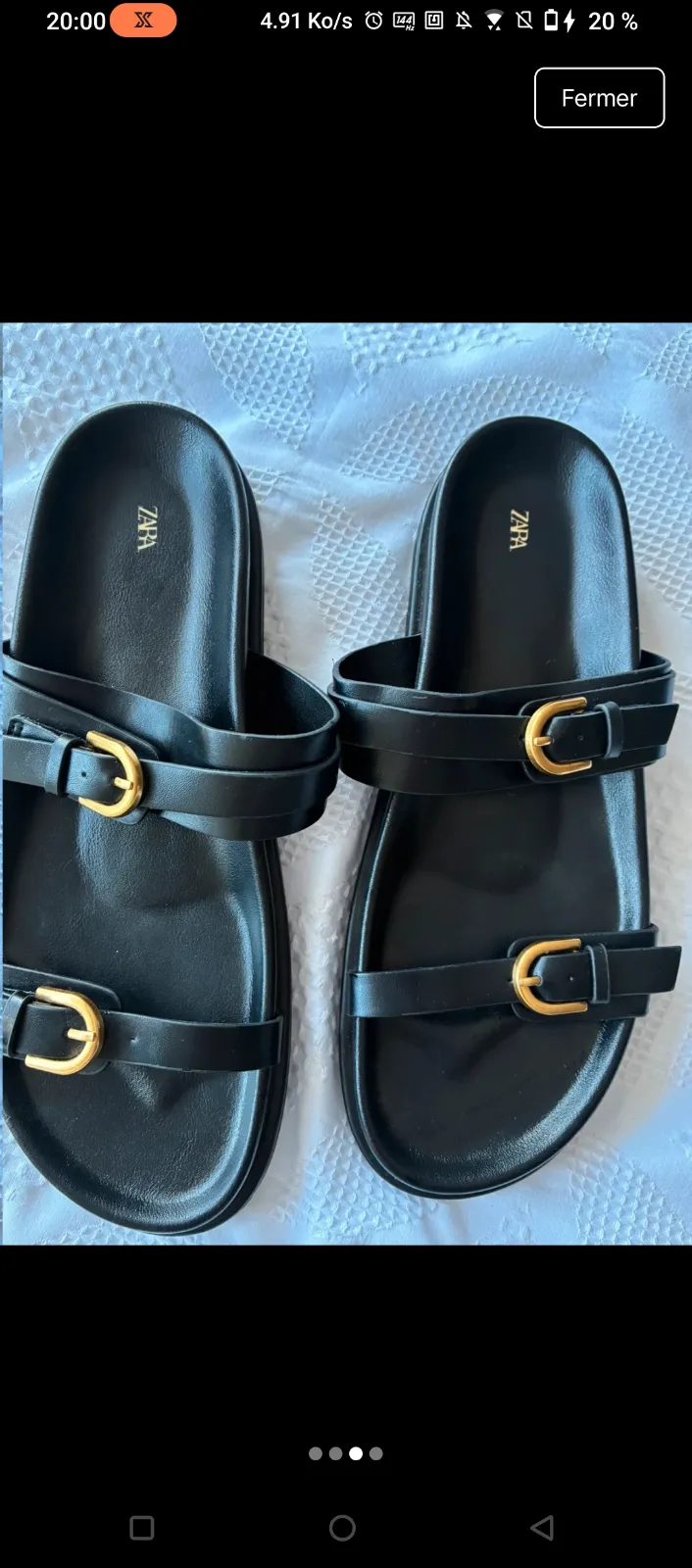 Sandales Zara noires boucles dorées 2