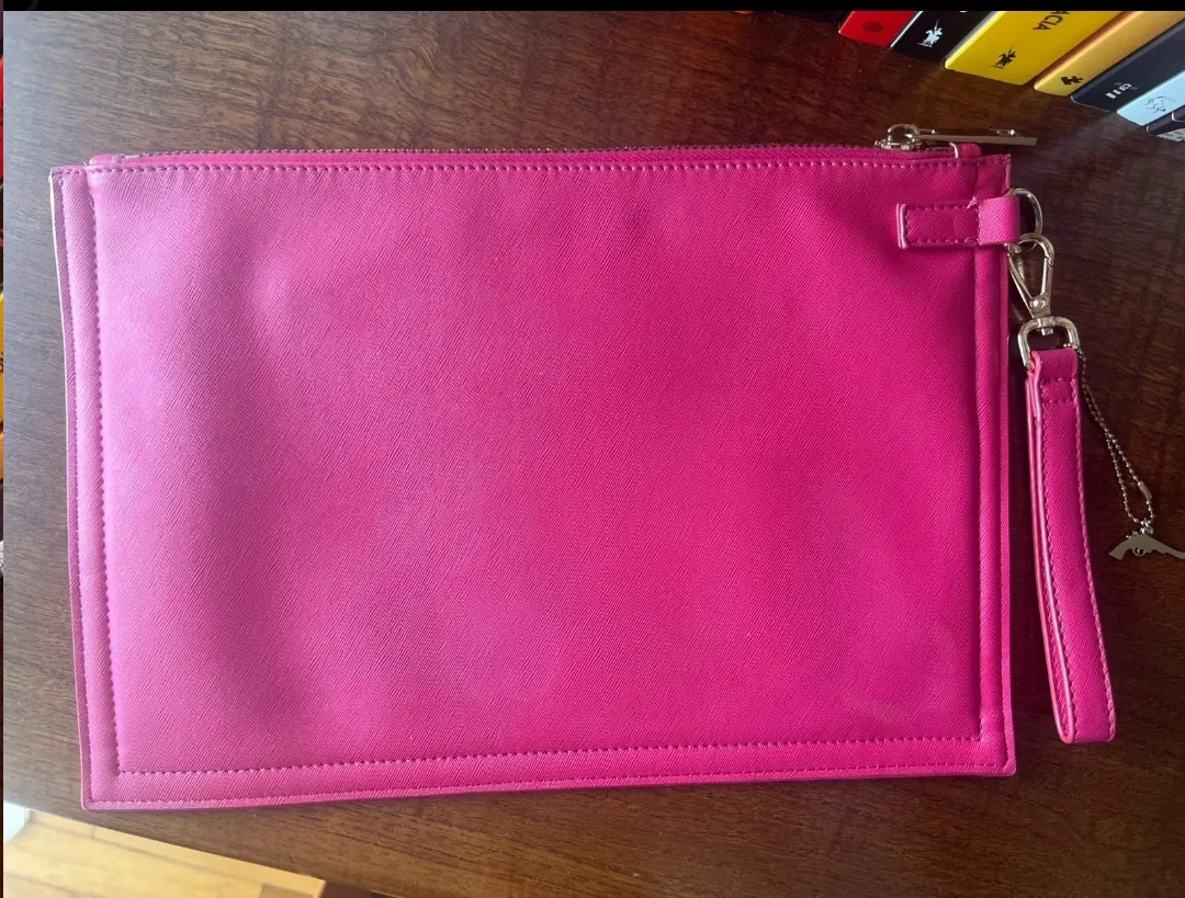 Pink Leather Clutch Wallet 2