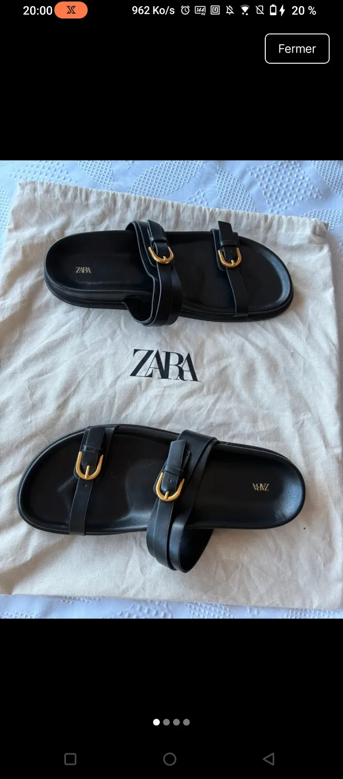 Sandales Zara noires boucles dorées 3