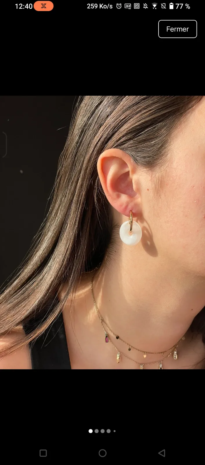 Boucles d'oreilles perles blanches doré 5