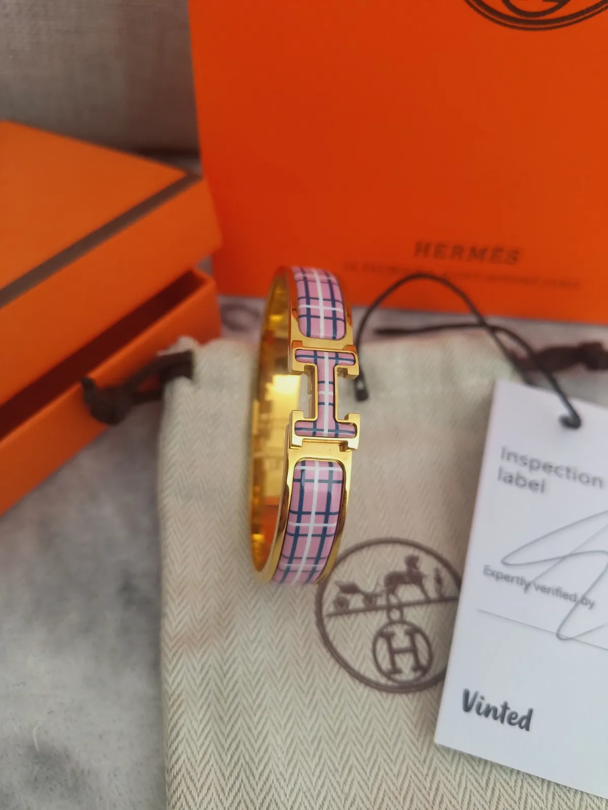 Bracelet Hermès Clic H émaillé motif carreaux – Hermès – taille Taille unique 2