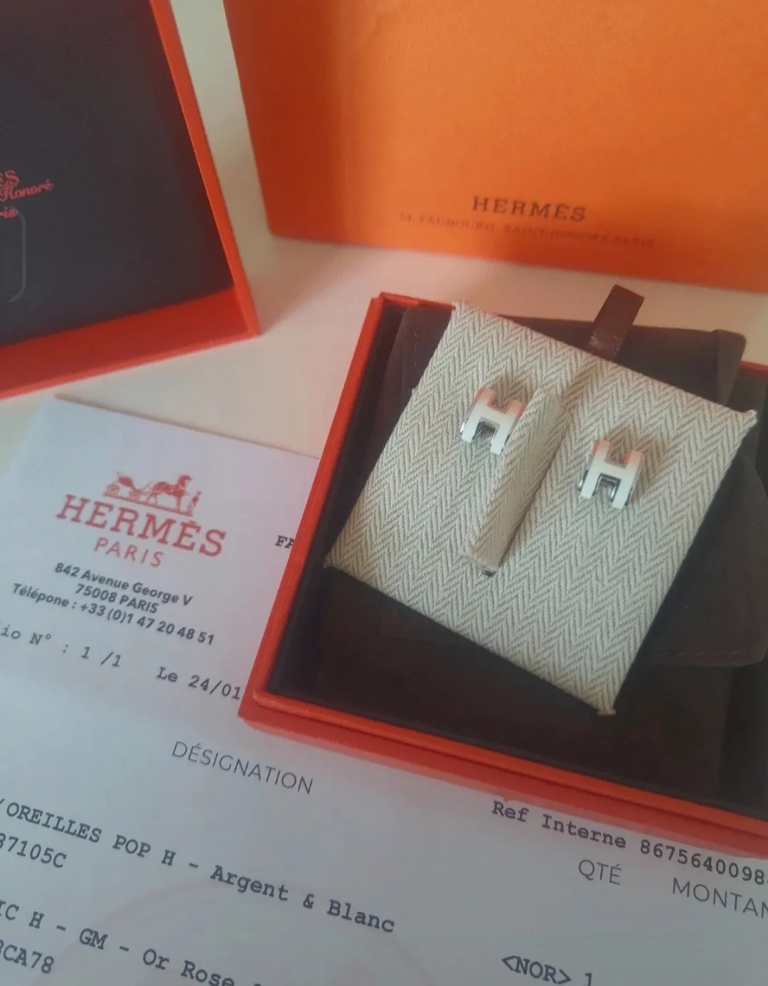 Boucles d'oreilles Hermès Pop H blanc et argent – Hermès – taille Taille unique 9
