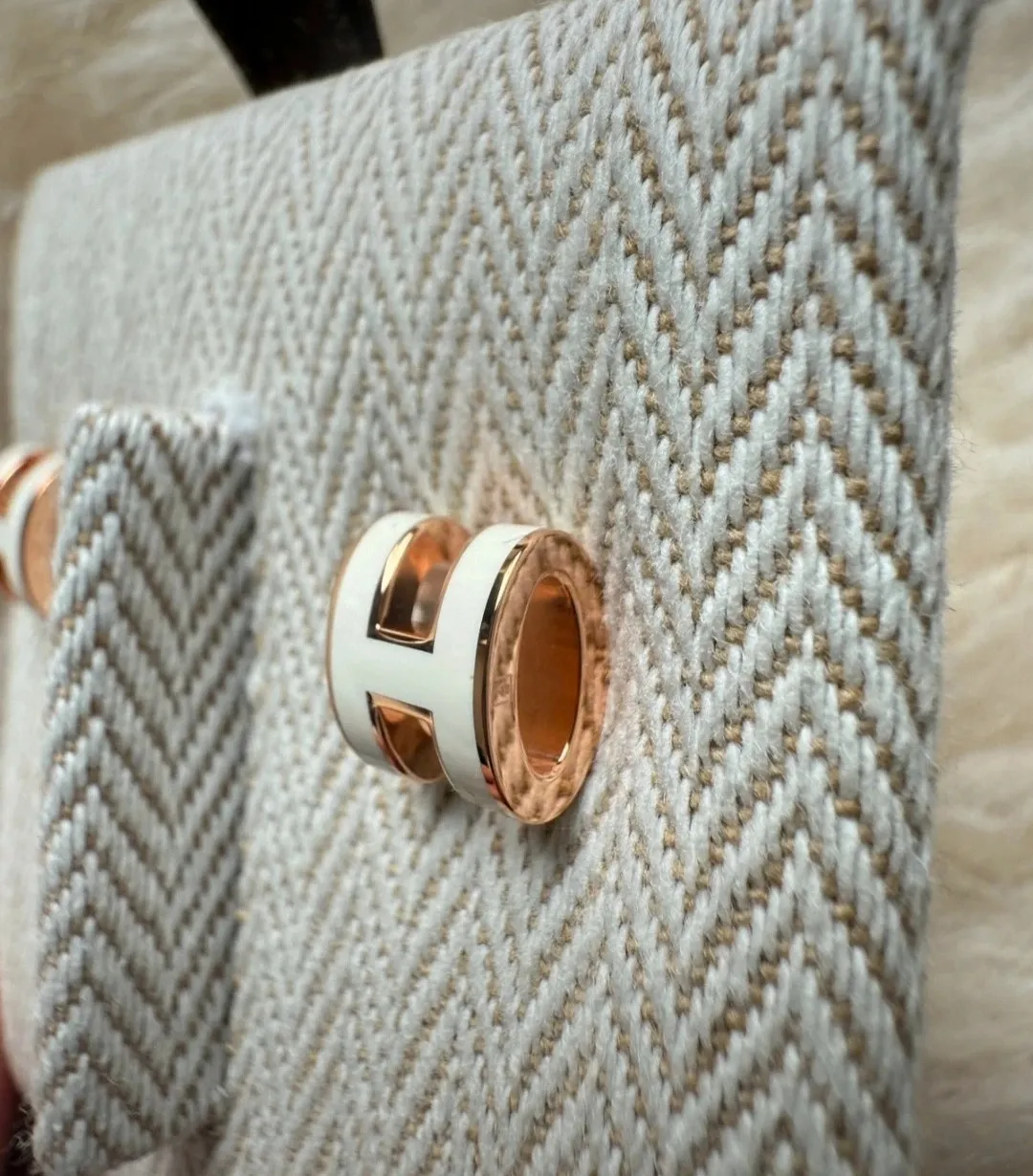 Boucles d'oreilles Hermès Le Plaqué Or Rose bijoux Mini Pop H 4
