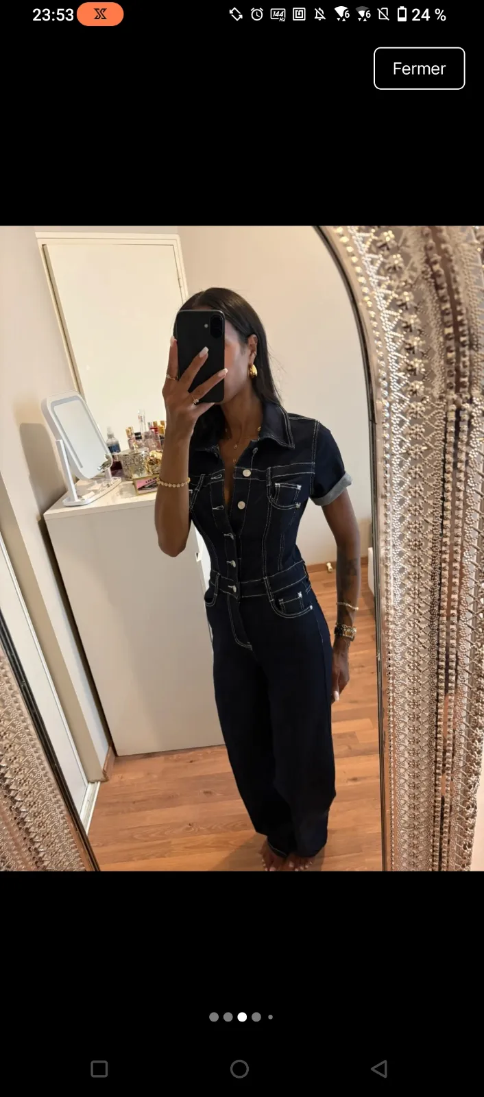 Jeans bleu marine taille haute flare 6