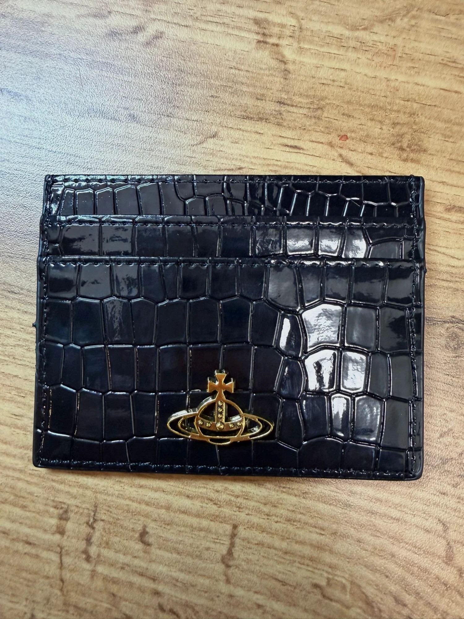 Porte-cartes Vivienne Westwood effet crocodile noir