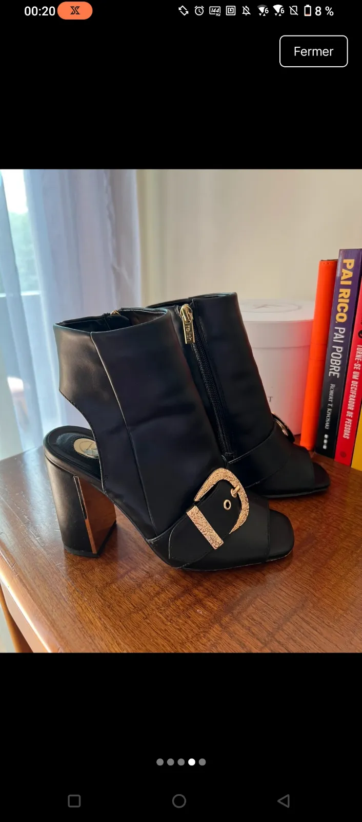 Black Leather Ankle Boots with Block Heel 3