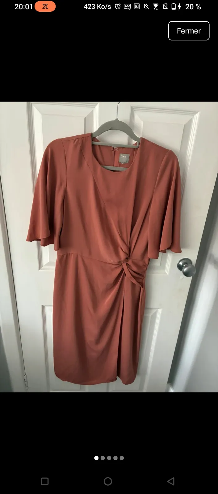Robe drapée terracotta manches courtes 5