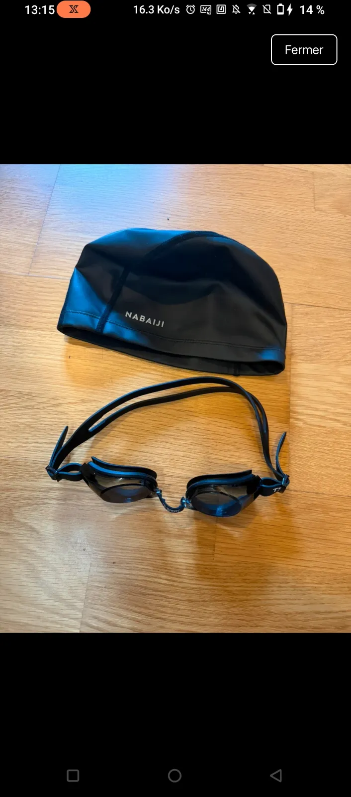 Nabaiji Bonnet et lunettes natation bleu noir 2