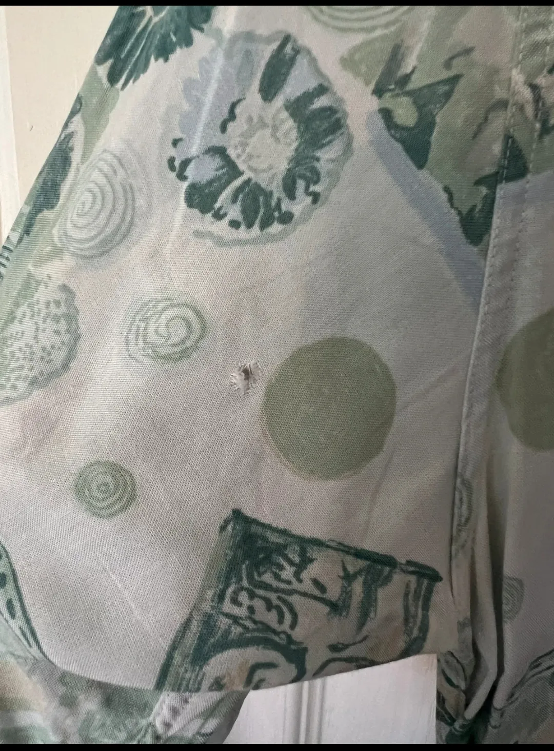 Chemise vintage à manches courtes imprimé abstrait vert 3