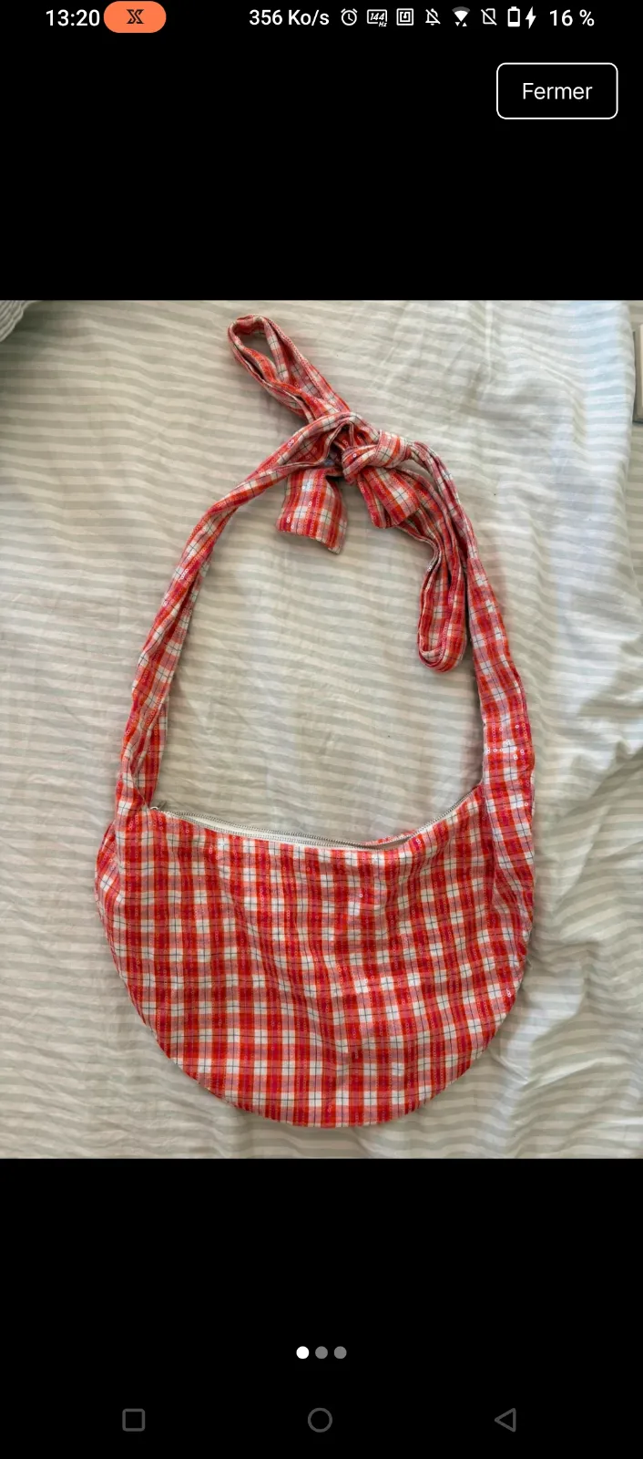 Sac bandoulière carreaux rouge blanc 4