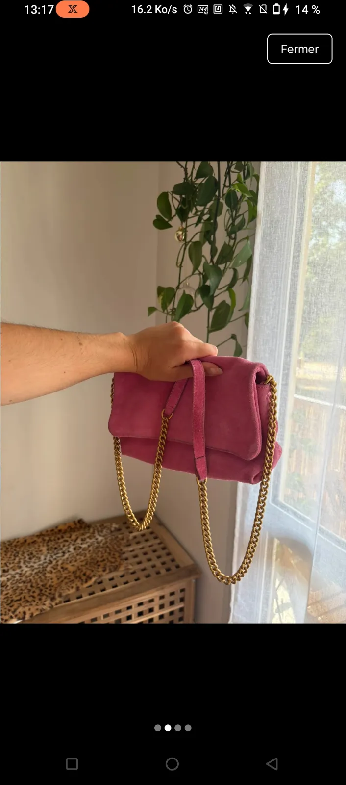 Sac à main rose chaîne dorée 2