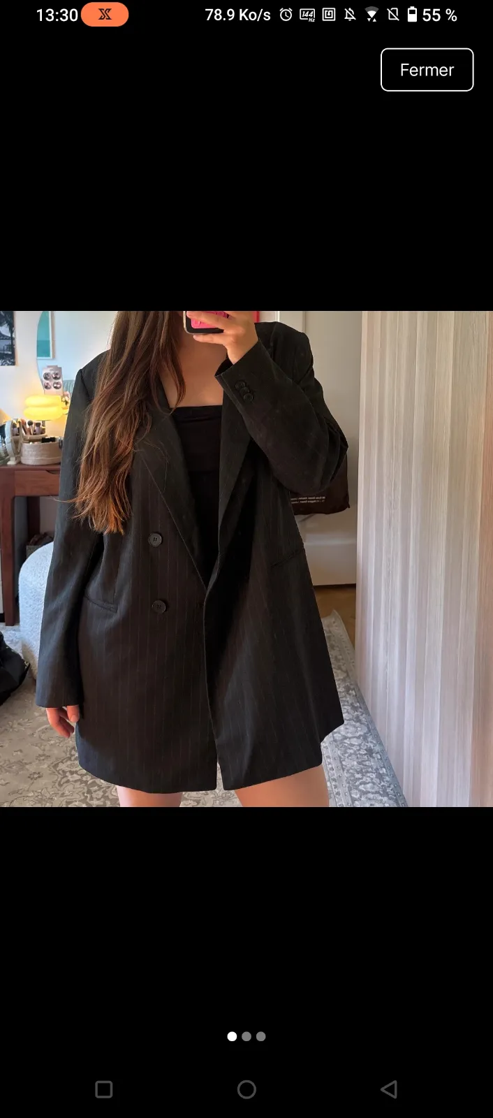 Blazer noir rayé oversized 4
