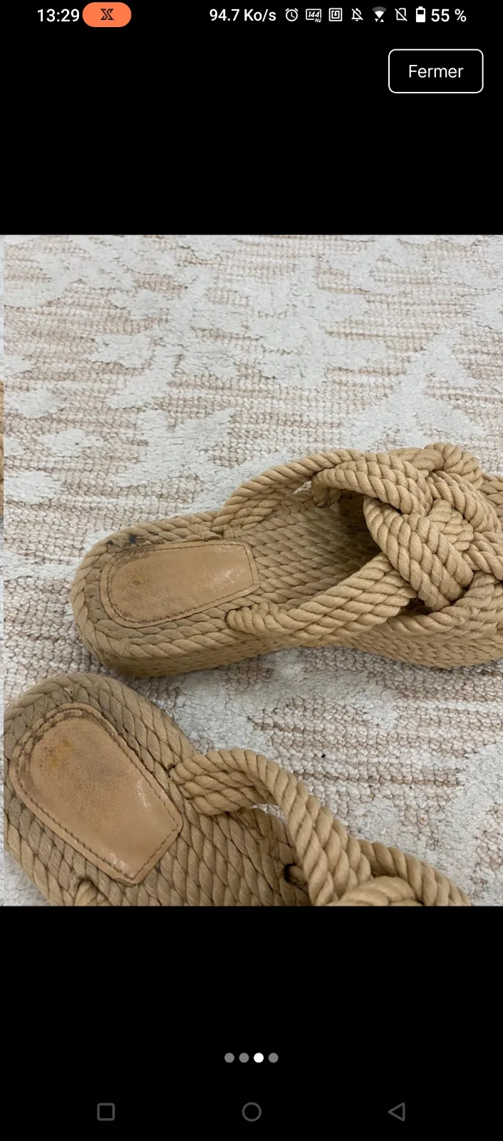 Sandales corde tressée beige 3