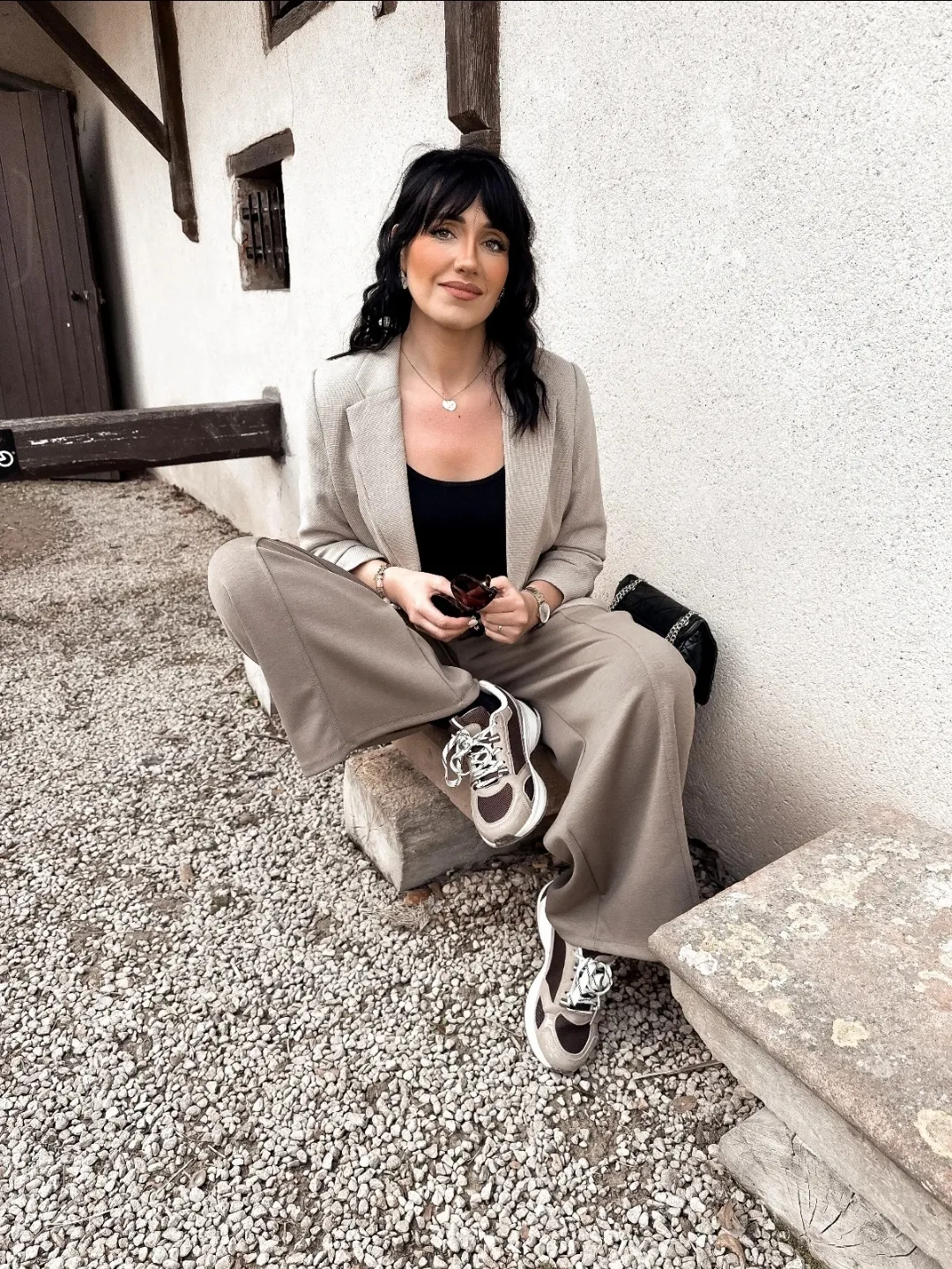 Jogging large en gris taupe