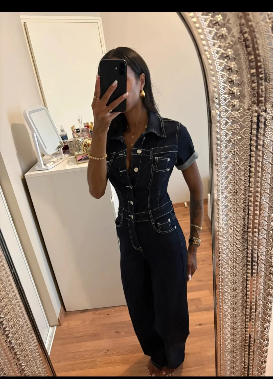 Jeans bleu marine taille haute flare 3