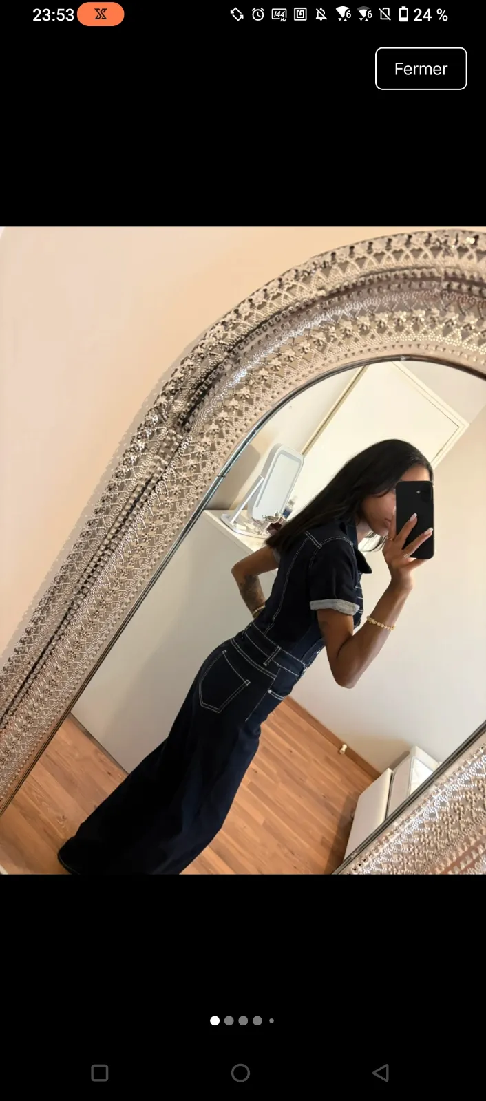 Jeans bleu marine taille haute flare 4
