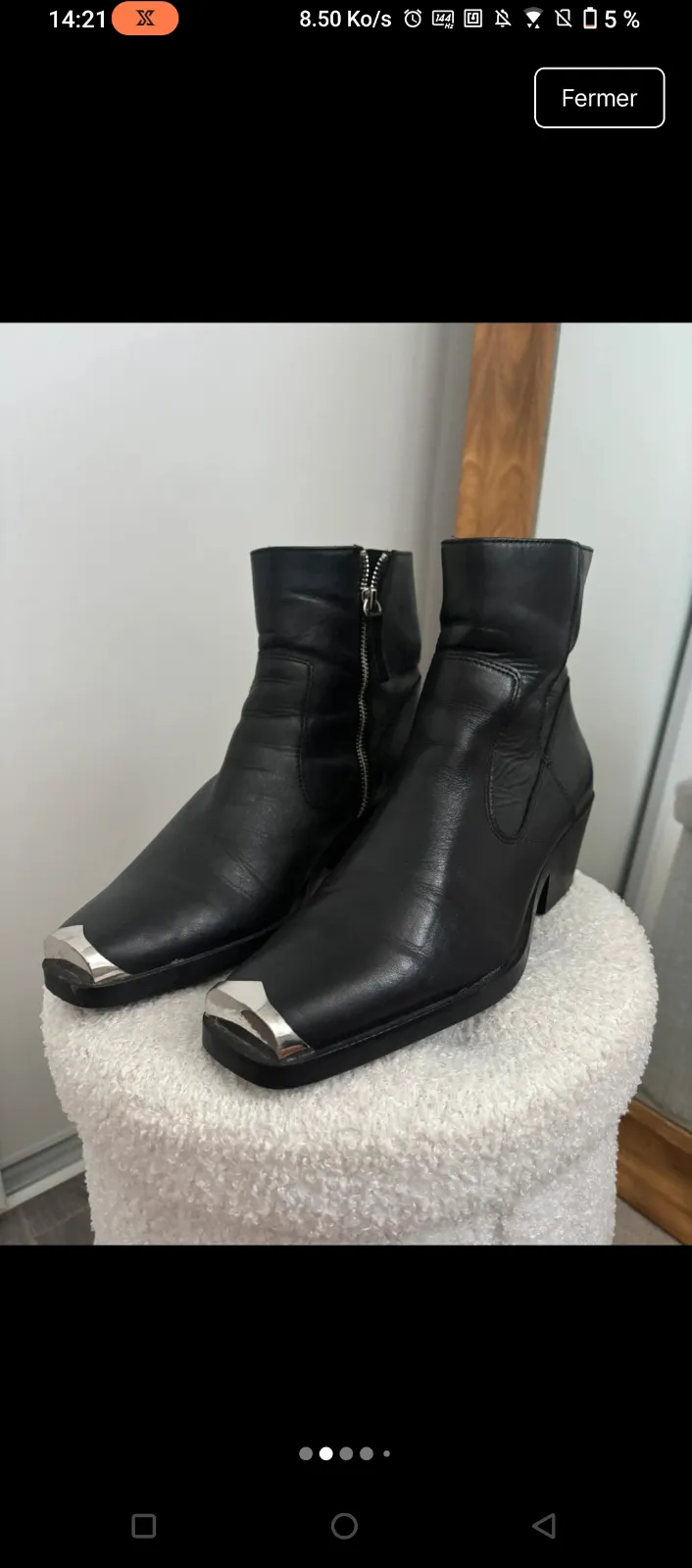 Bottines noires cuir talon bloc 2
