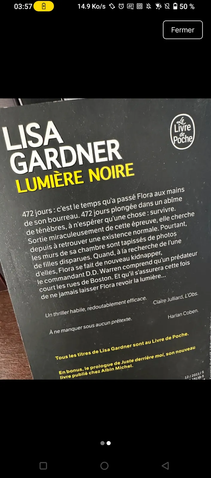 Lumière noire Lisa Gardner - Poche 2