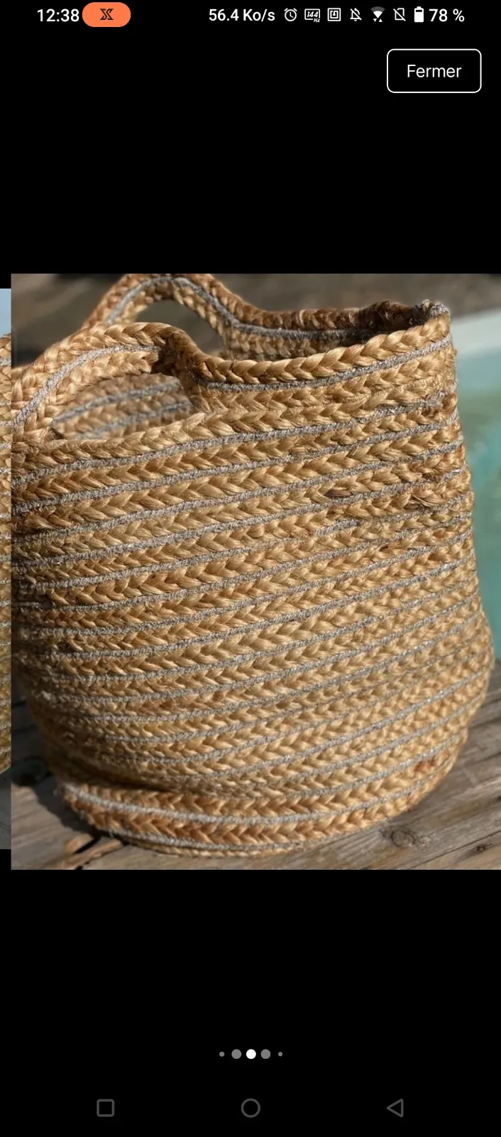 Sac panier en paille naturelle tressée 4