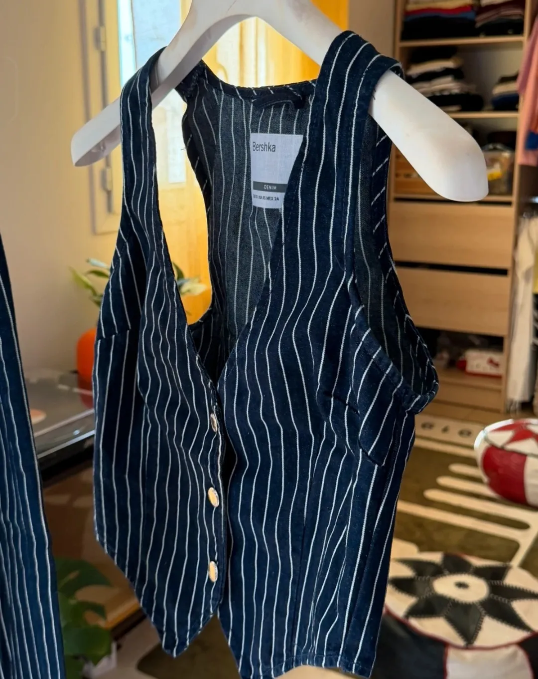 Ensemble gilet et pantalon rayés bleu marine 2