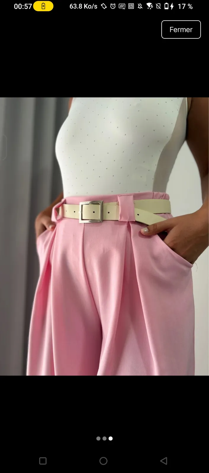 Pink Wide-Leg Trousers with Belt 5