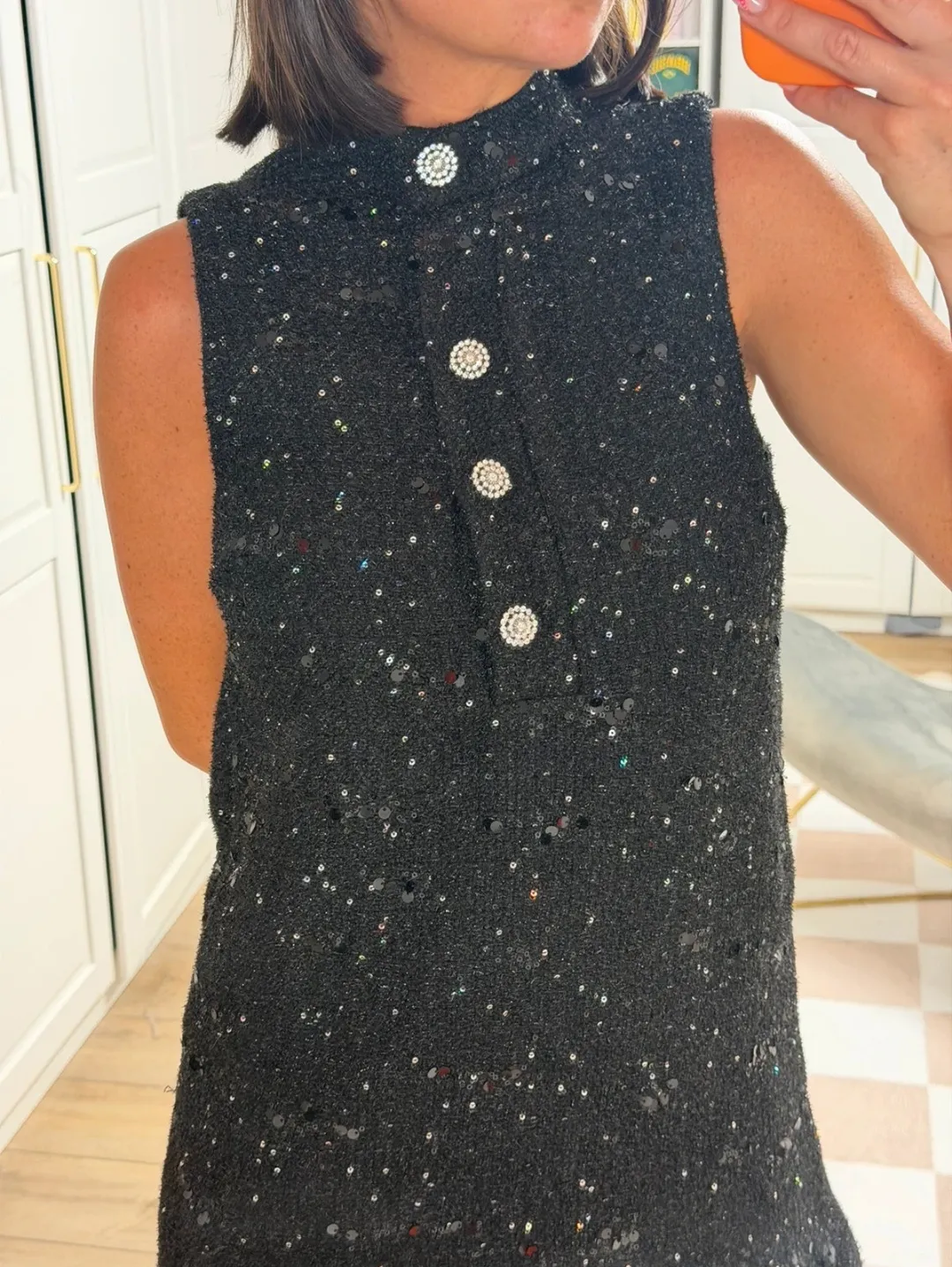 Black sleeveless button-up dress chanel 3