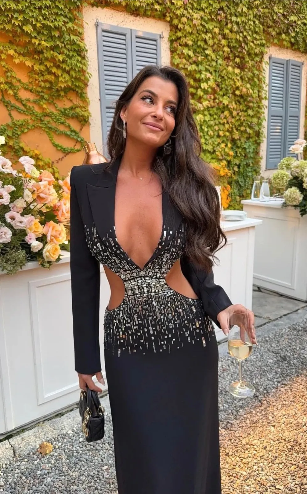 Black Evening Dress with Sequin Details