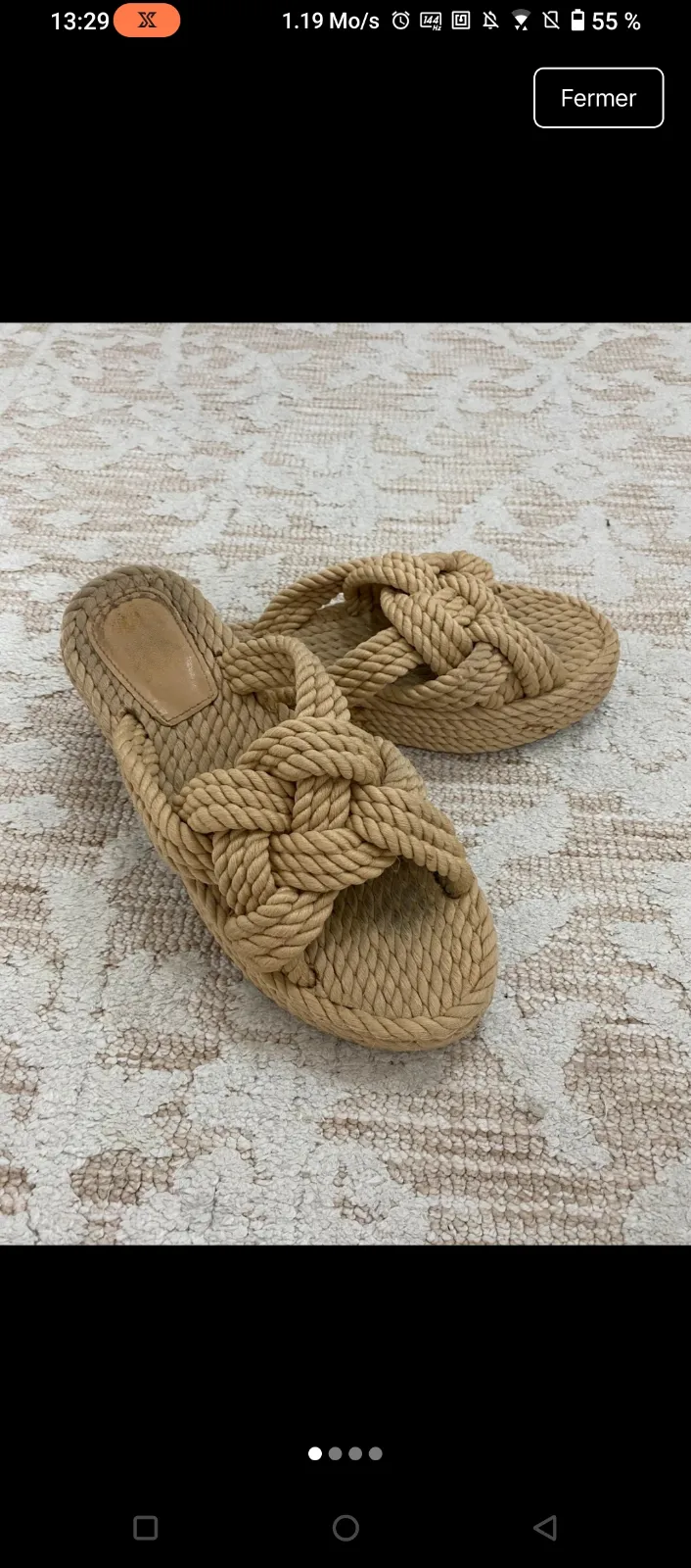 Sandales corde tressée beige 5