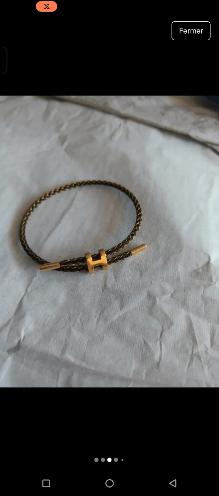 Bracelet tressé cuir doré