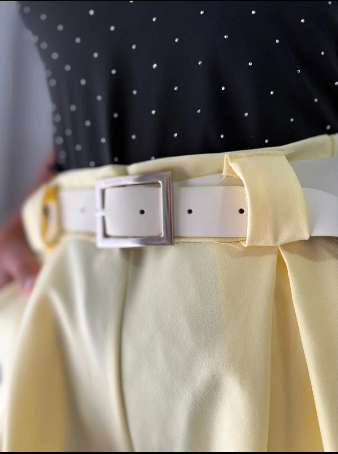 Yellow Wide Leg Trousers with Belt 2