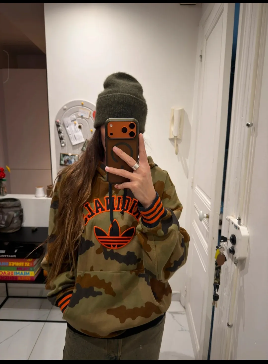 Adidas veste camouflage kaki orange