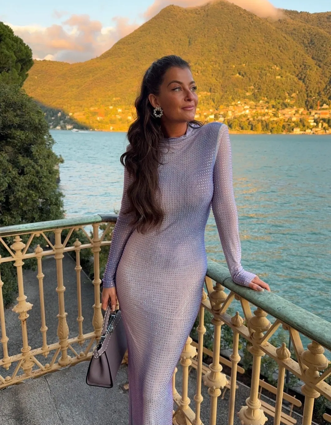 Lavender Ribbed Knit Long Sleeve Dress